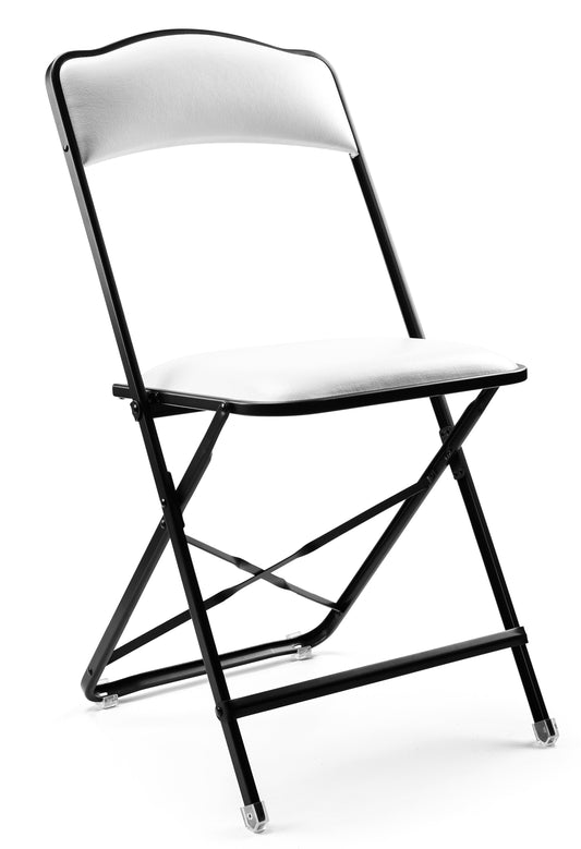 Fritz Folding Chair with Black Frame - Vinyl - Standard Height - White