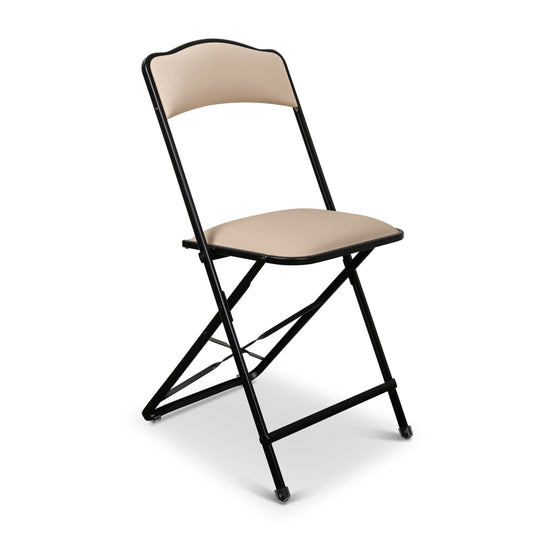 Fritz Folding Chair with Black Frame - Vinyl - 19'' Dining - Taupe