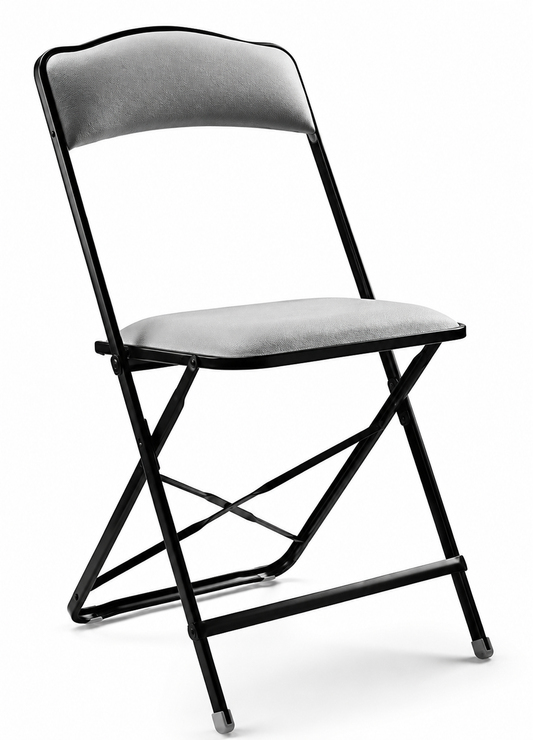 Fritz Folding Chair with Black Frame - Vinyl - Standard Height - Grey