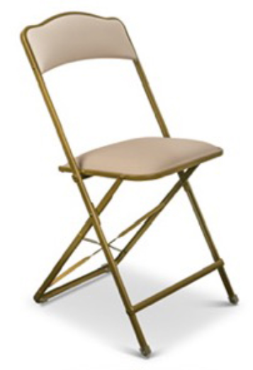 Fritz Folding Chair with Gold Frame - Vinyl - 19'' Dining - Taupe