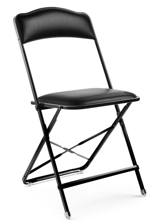 Fritz Folding Chair with Black Frame - Vinyl - Standard Height - Black