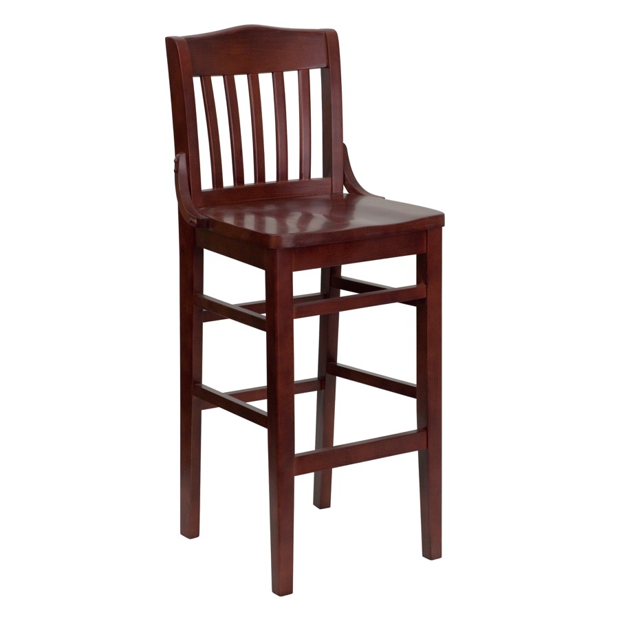 Schoolhouse Back Wooden Barstool Wood Seating Chairs
