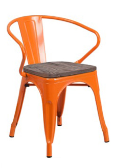 Tolix Arm Chair + Wood Seat